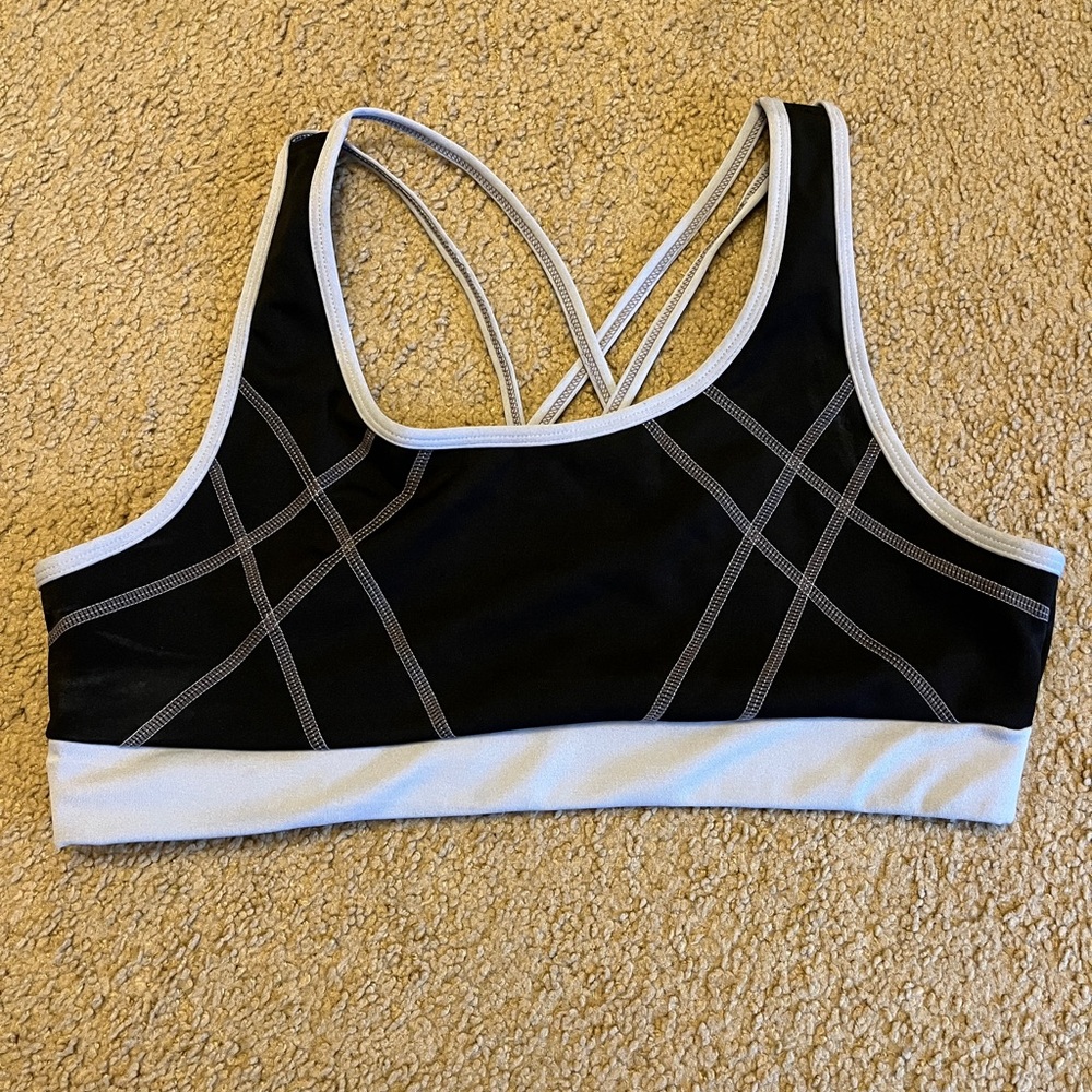 PopFit Black and Gray XL Sports Bra